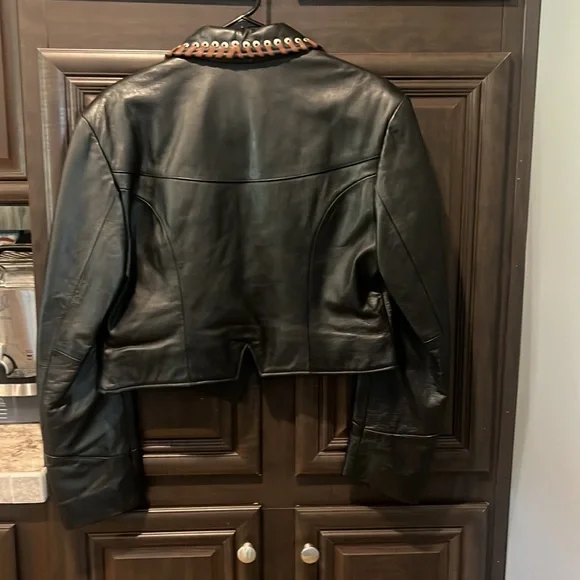 Black western leather jacket - Picture 2 of 7